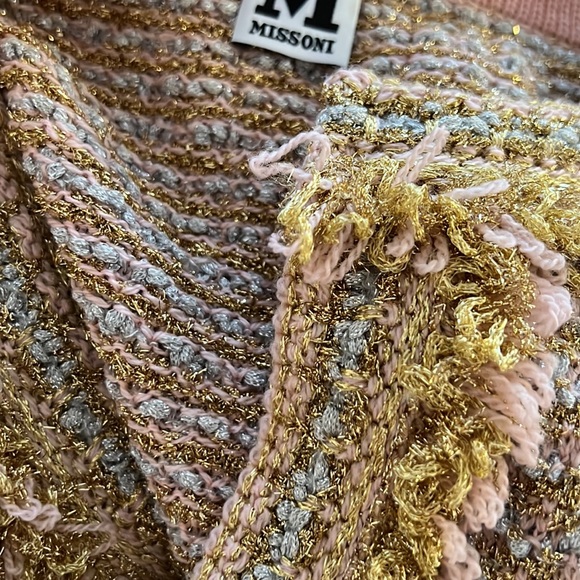 M Missoni Gold Silver Glitter Knit Skirt Suit Size 44 - Picture 17 of 17